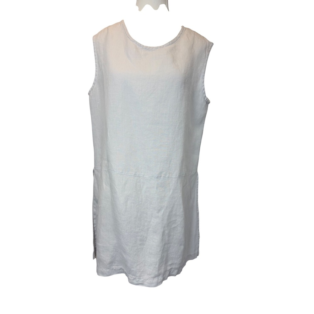 Bryn Walker Small Gray 100% Linen Sleeveless Tunic Top Mini Dress Side Slit USA